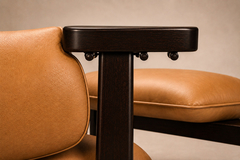 Jean Gillon Jangada Lounge Chair with Ottoman in Brazilian Wood Leather by Jean Gillon - 4692688