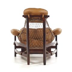 Jean Gillon Jean Gillon Jangada Brazilian Rosewood Leather Lounge Chair with Ottoman - 4546094