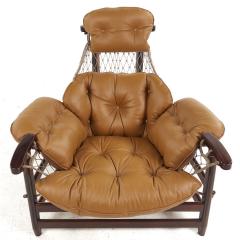 Jean Gillon Jean Gillon Jangada Brazilian Rosewood Leather Lounge Chair with Ottoman - 4546096