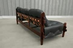 Jean Gillon Mid Century Modern Sofa in Hardwood Leather by Jean Gillon 1970 Brazil - 3186421