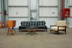 Jean Gillon Mid Century Modern Sofa in Hardwood Leather by Jean Gillon 1970 Brazil - 3186425