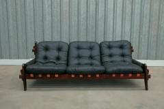 Jean Gillon Mid Century Modern Sofa in Hardwood Leather by Jean Gillon 1970 Brazil - 3186517