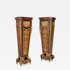 Jean Henri Riesener Near pair of gilt bronze and marble mounted mahogany pedestals after Riesener - 1275328