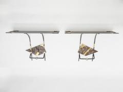 Jean Jacques Argueyrolles Pair of Jean Jacques Argueyrolles console tables Wrought Iron Gold Leaf 1990 - 1072585