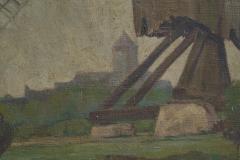 Jean Joseph Allaert Windmill in Flanders Large Oil on Canvas Belgium 1900 - 4608479