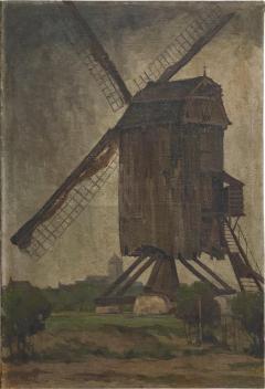 Jean Joseph Allaert Windmill in Flanders Large Oil on Canvas Belgium 1900 - 4610030