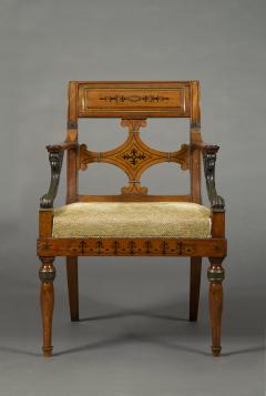 Jean Joseph Chapuis PAIR OF NEOCLASSICAL EBONY AND GILT BRASS INLAID ARMCHAIRS - 3424423