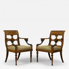 Jean Joseph Chapuis PAIR OF NEOCLASSICAL EBONY AND GILT BRASS INLAID ARMCHAIRS - 3425181