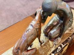 Jean Lormier J Lormier French Art Deco Bronze of a Young Woman with Borzoi Dog - 4656398