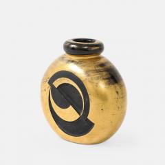 Jean Luce Art Deco Rare Gilt Etched Engraved Geometric Glass Vase by Jean Luce - 4478192