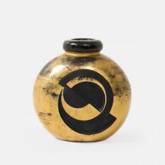 Jean Luce Art Deco Rare Gilt Etched Engraved Geometric Glass Vase by Jean Luce - 4478201