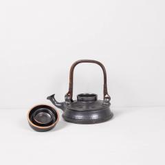 Jean Marais Large Jean Marais teapot black enamelled ceramic France - 4304737