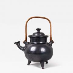 Jean Marais Large Jean Marais teapot black enamelled ceramic France - 4306493