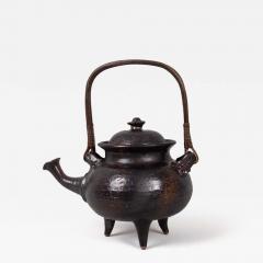 Jean Marais Large Jean Marais teapot dark brown enamelled ceramic France - 4306494
