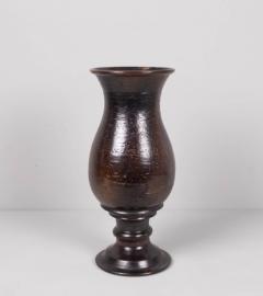 Jean Marais Large Jean Marais vase in brown black glazed enamel 1960s - 4304013