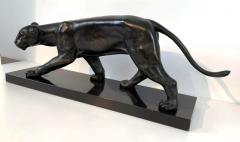 Jean Martel Art Deco Panther Sculpture by Jean Martel Bronze Marble France circa 1930 - 2181007