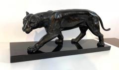 Jean Martel Art Deco Panther Sculpture by Jean Martel Bronze Marble France circa 1930 - 2181008