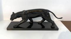 Jean Martel Art Deco Panther Sculpture by Jean Martel Bronze Marble France circa 1930 - 2181010