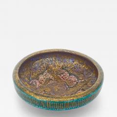 Jean Mayodon Jean Mayodon French Art Deco Ceramic Dish Four Gazelles Glazed Rose and Black - 4591066