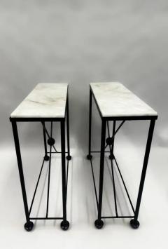 Jean Michel Frank 2 French Modern Neoclassical Rock Crystal Iron Consoles Jean Michel Frank - 4112225