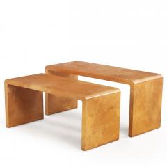 Jean Michel Frank A Nesting Set of Two Parchment Coffee Tables in the manner of Jean Michel Frank - 4740515