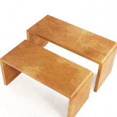 Jean Michel Frank A Nesting Set of Two Parchment Coffee Tables in the manner of Jean Michel Frank - 4740517