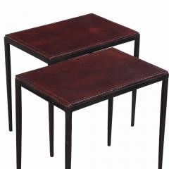 Jean Michel Frank A Pair of Iron Leather End Tables in the Manner of Jean Michel Frank  - 4234253