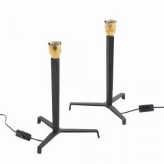 Jean Michel Frank A pair of iron tripod table lamps in the manner of Jean Michel Frank  - 4152624