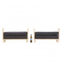 Jean Michel Frank A pair of large parchment covered upholstered benches  - 4434031