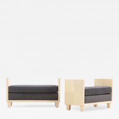 Jean Michel Frank A pair of large parchment covered upholstered benches  - 4434786