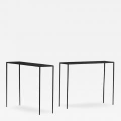 Jean Michel Frank A pair of leather iron tables in style of Jean Michel Frank Contemporary  - 3789120