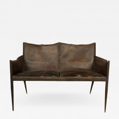 Jean Michel Frank An iron and leather Jean Michel Frank style settee - 2108848