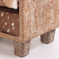 Jean Michel Frank Cerused Oak Bench with Deer Hide Upholstery in the manner of Jean Michel Frank  - 4026648