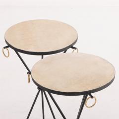 Jean Michel Frank Elegant pair of iron drinks tables in manner of Jean Michel Frank Contemporary  - 3728432