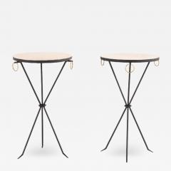 Jean Michel Frank Elegant pair of iron drinks tables in manner of Jean Michel Frank Contemporary  - 3728708