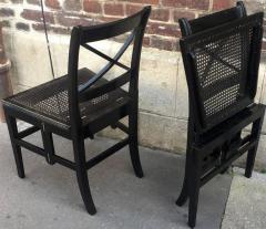 Jean Michel Frank Extraordinary Foldable Pair of Black Caned Chairs in Style of J M Frank - 382972