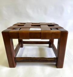 Jean Michel Frank French Mid Century Modern Craftsman Leather Strap Stool style Jean Michel Frank - 3319486