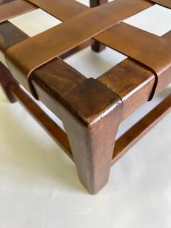 Jean Michel Frank French Mid Century Modern Craftsman Leather Strap Stool style Jean Michel Frank - 3319489