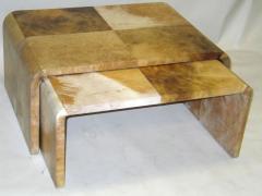 Jean Michel Frank French Mid Century Modern Parchment Coffee Tables Jean Michel Frank Style Pair - 2374615