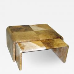 Jean Michel Frank French Mid Century Modern Parchment Coffee Tables Jean Michel Frank Style Pair - 2383134