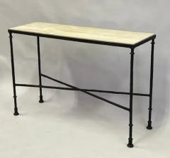 Jean Michel Frank French Midcentury Bronze Travertine Console Jean Michel Frank - 4111363
