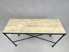 Jean Michel Frank French Midcentury Bronze Travertine Console Jean Michel Frank - 4111456