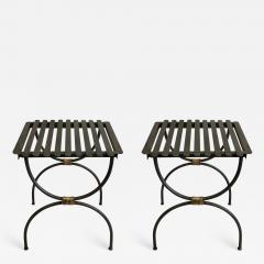 Jean Michel Frank French Modern Neoclassical Iron Benches Luggage Racks Jean Michel Frank Pair - 1738334