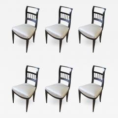 Jean Michel Frank In the Style of J M Frank Set of Chicest 6 Black Lacquered Chairs - 475539