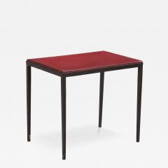 Jean Michel Frank Iron and Leather Side Table in the manner of Jean Michel Frank Contemporary - 4740315