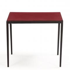 Jean Michel Frank Iron and Leather Side Table in the manner of Jean Michel Frank Contemporary - 4739743