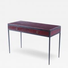 Jean Michel Frank Iron red leather writing desk having two drawers manner of Jean Michel Frank - 3252055
