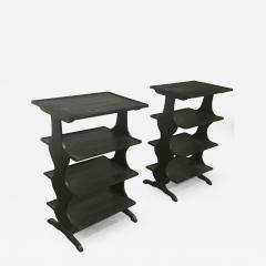 Jean Michel Frank J M Frank attributed Rare pairPof Black 4 Tier Side Tables - 444611