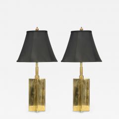 Jean Michel Frank Jean Michel Frank Style Mid Century Modern Bronze Table Lamps 1970s - 4203841