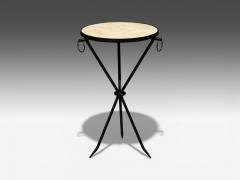 Jean Michel Frank Jean Michel Frank Style Side Tables Iron Travertine 20th c  - 4467269